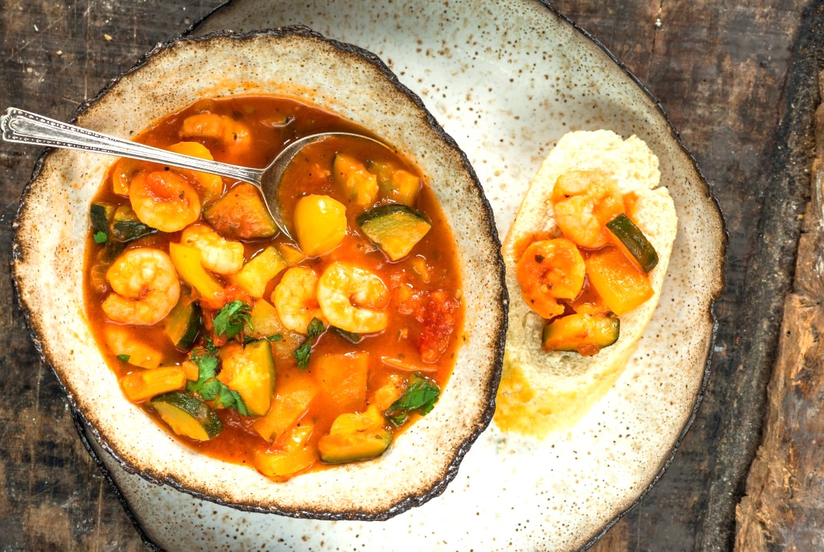Spicy Moroccan Prawn Stew, Vegetables Selection
